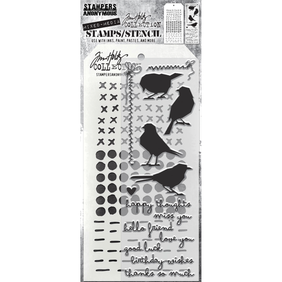 Tim Holtz Tim Holtz Mixed Media Stamps & Stencil Set 82 Silhouette Bird