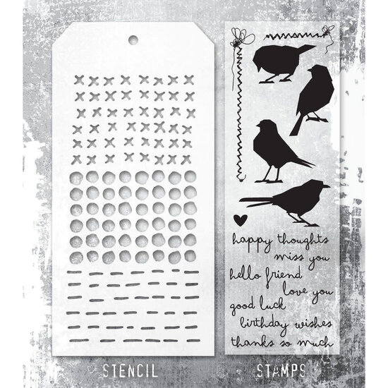 Tim Holtz Tim Holtz Mixed Media Stamps & Stencil Set 82 Silhouette Bird
