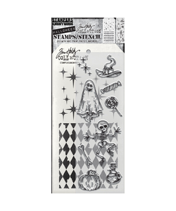 Tim Holtz Mixed Media Stamps & Stencil Set 45