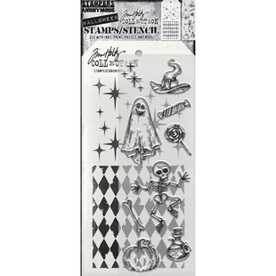 Tim Holtz Mixed Media Stamps & Stencil Set 45