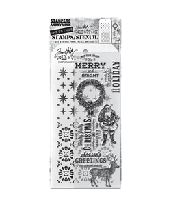 Tim Holtz Mixed Media Stamps & Stencil Set 35 Starry and Rosette