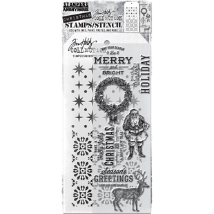 Tim Holtz Mixed Media Stamps & Stencil Set 35 Starry and Rosette