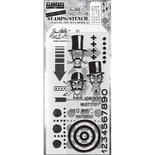 Tim Holtz Mixed Media Stamps & Stencil Set 39 Arrows and Dotted Line