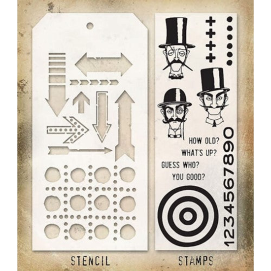 Tim Holtz Tim Holtz Mixed Media Stamps & Stencil Set 39 Arrows and Dotted Line