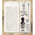 Tim Holtz Tim Holtz Mixed Media Stamps & Stencil Set 42 Stitched and Dashes