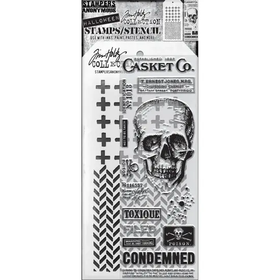 Tim Holtz Tim Holtz Mixed Media Stamps & Stencil Set 48