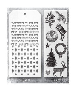 Tim Holtz Mixed Media Stamps & Stencil Set 52