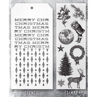 Tim Holtz Mixed Media Stamps & Stencil Set 52
