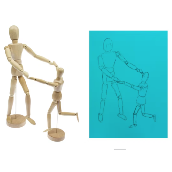 Kangaro K-830302 Houten Tekenpop 30 cm in koker