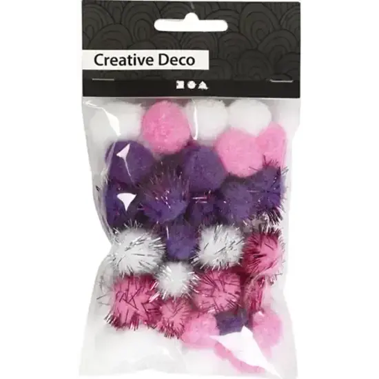 Creotime Pompons Paars 15-20mm 48st