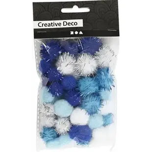 Pompons Blauw 15-20mm 48st
