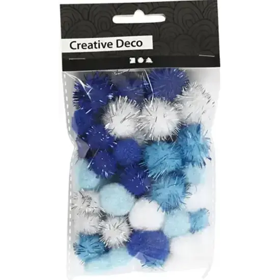 Creotime Pompons Blauw 15-20mm 48st