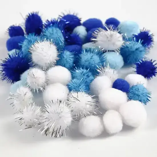 Creotime Pompons Blauw 15-20mm 48st