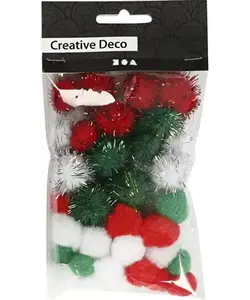 Pompons Kerst 15-20mm 48st