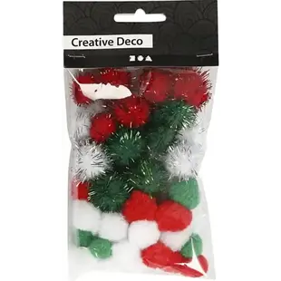 Pompons Kerst 15-20mm 48st