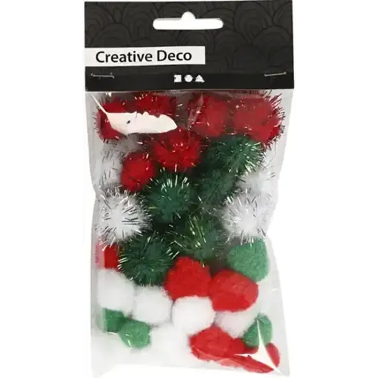 Creotime Pompons Kerst 15-20mm 48st
