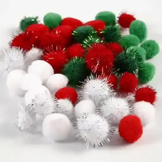 Creotime Pompons Kerst 15-20mm 48st