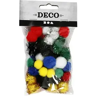 Pompons Basiskleuren 15-20mm 48st