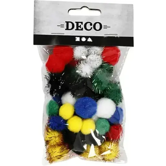 Creotime Pompons Basiskleuren 15-20mm 48st