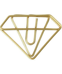 Metal Paperclips Diamond Gold b:35mm h:25mm 6 st
