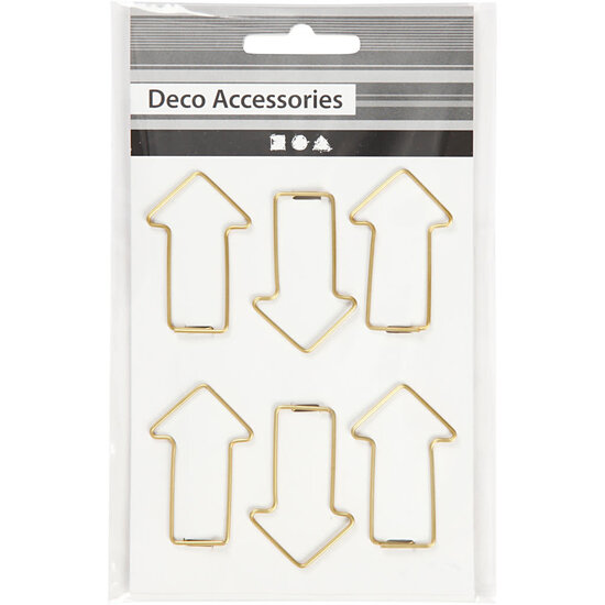 Creotime Metal Paperclips Arrow Gold afm. 40x25mm 6 st