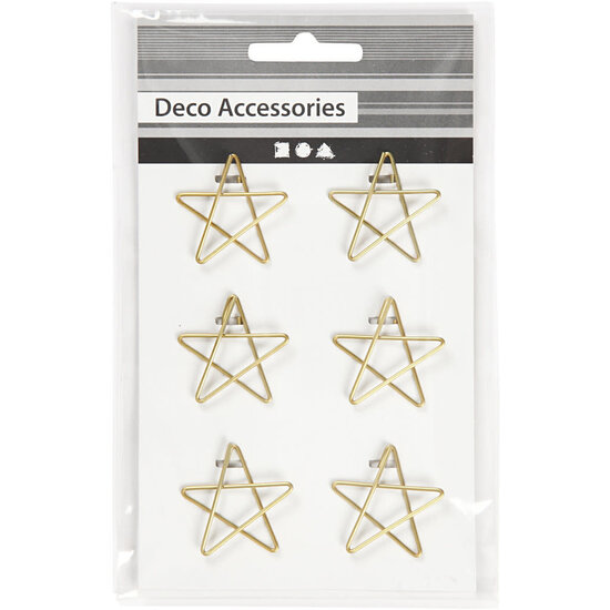 Creotime Metal Paperclips Star Gold afm. 30x30mm 6 st