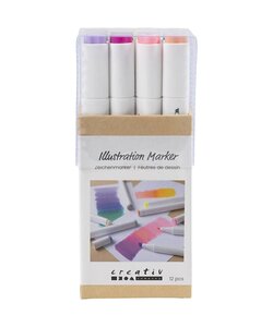 Marker op Alcoholbasis Lijndikte 1-8 mm Pastelkleuren 12st