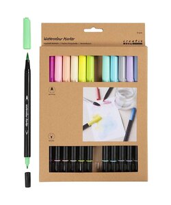 Aquarel marker set, 12 stuks Pastel