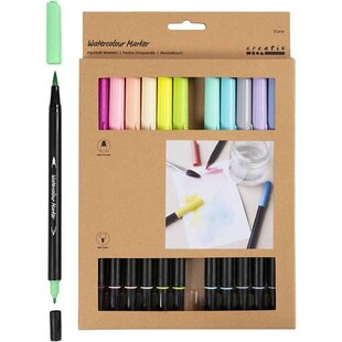 Aquarel marker set, 12 stuks Pastel