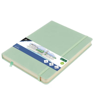 Kangaro Schetsboek A5 80 blad 140gr roomwit met elastiek en lint, mint