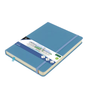 Kangaro Schetsboek A5 80 blad 140gr roomwit met elastiek en lint, sky blue