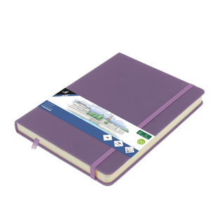 Kangaro Schetsboek A5 80 blad 140gr roomwit met elastiek en lint, heather purple