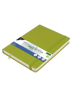 Kangaro Schetsboek A5 80 blad 140gr roomwit met elastiek en lint, lime green