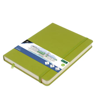 Kangaro Schetsboek A5 80 blad 140gr roomwit met elastiek en lint, lime green