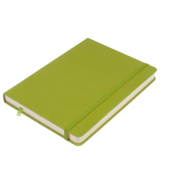 Kangaro Kangaro Schetsboek A5 80 blad 140gr roomwit met elastiek en lint, lime green