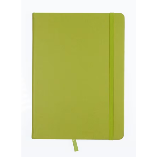 Kangaro Kangaro Schetsboek A5 80 blad 140gr roomwit met elastiek en lint, lime green
