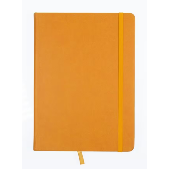 Kangaro Kangaro Schetsboek A5 80 blad 140gr roomwit met elastiek en lint, okergeel