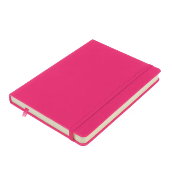 Kangaro Kangaro Schetsboek A5 80 blad 140gr roomwit met elastiek en lint, hot pink