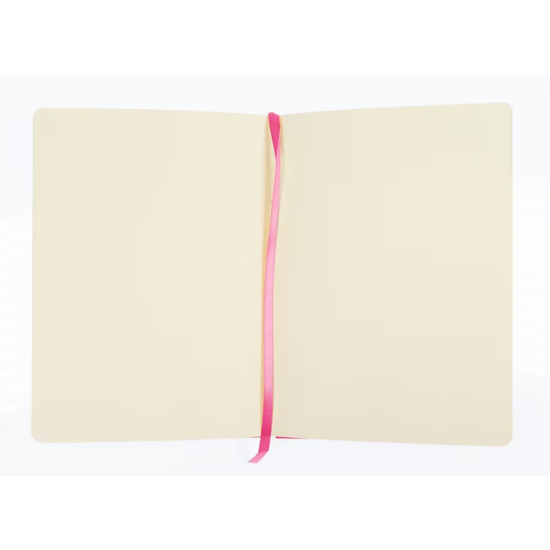 Kangaro Kangaro Schetsboek A5 80 blad 140gr roomwit met elastiek en lint, hot pink