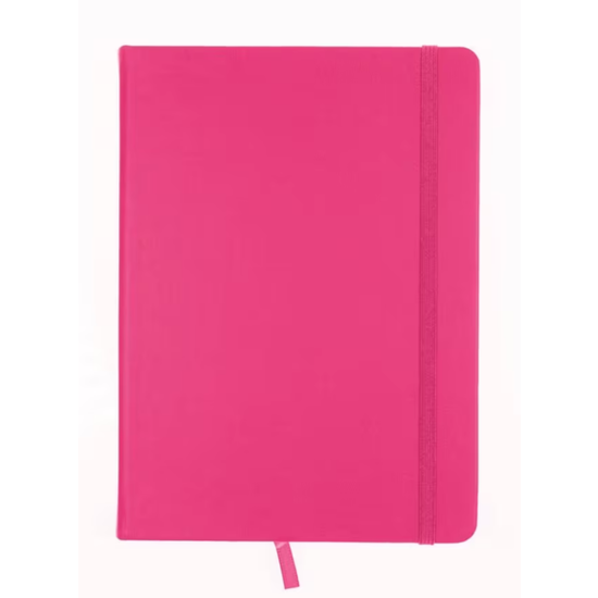 Kangaro Kangaro Schetsboek A5 80 blad 140gr roomwit met elastiek en lint, hot pink