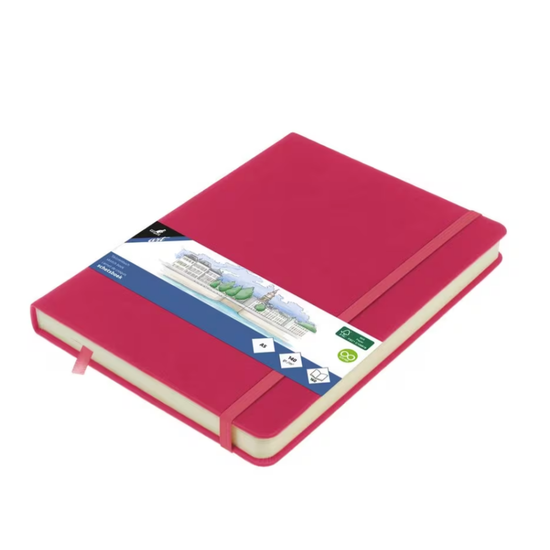 Kangaro Kangaro Schetsboek A5 80 blad 140gr roomwit met elastiek en lint, ruby
