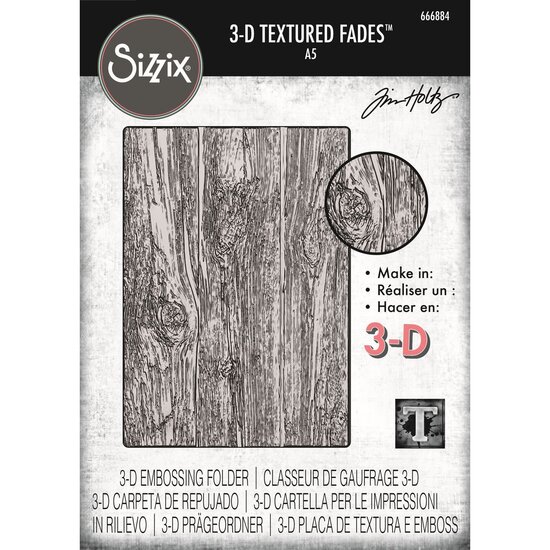 Tim Holtz Sizzix Tim Holtz 3-D Texture Fades Embossing Folder Lumber Large A5