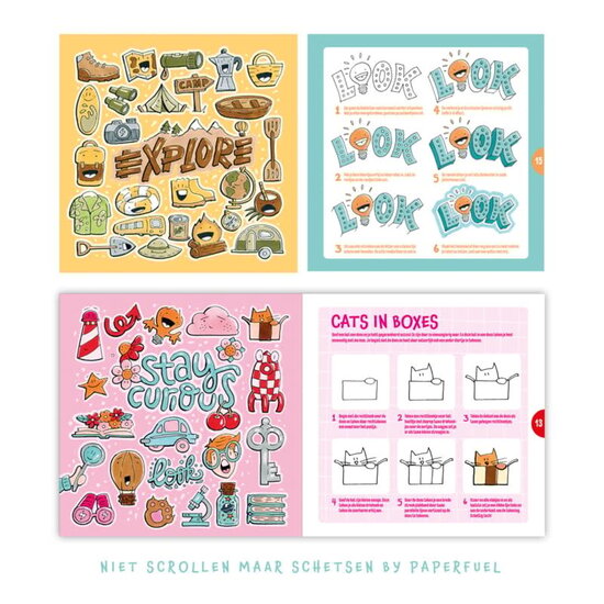 Paperfuel Illustration Paperfuel Boek Niet scrollen maar schetsen Doodles & letters teken je zo!