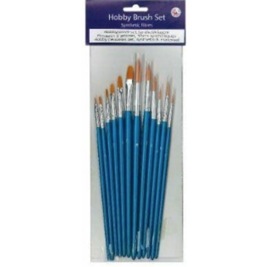 Hobby & Crafting Fun Penselen Set Nylon Plat & Rond 12st
