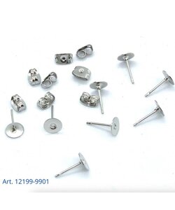 Oorstekers met platte voorkant 6mm, 4 paar