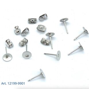Oorstekers met platte voorkant 6mm, 4 paar