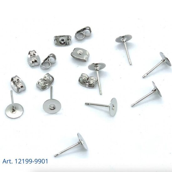 Hobby & Crafting Fun Oorstekers met platte voorkant 6mm, 4 paar