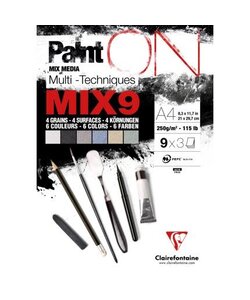 Paint On Multi Techniques Papier, ASS 9x3BL MIX9 A4, 250g