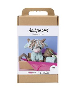 Haakset Amigurumi Koe, beige, mint