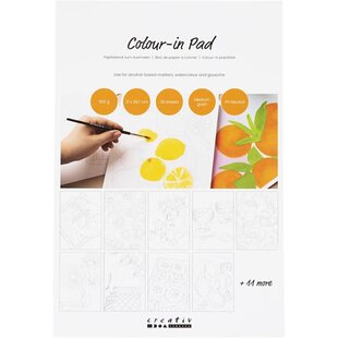 Kleurblok Papier A4, 20 vel, 300 gr, wit bedrukt